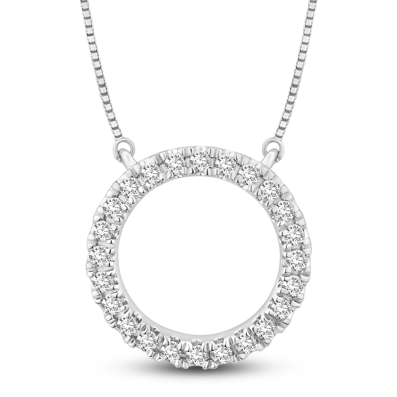 Main Image 1 of Diamond Circle Necklace 1/5 ct tw Round 14K White Gold 18"