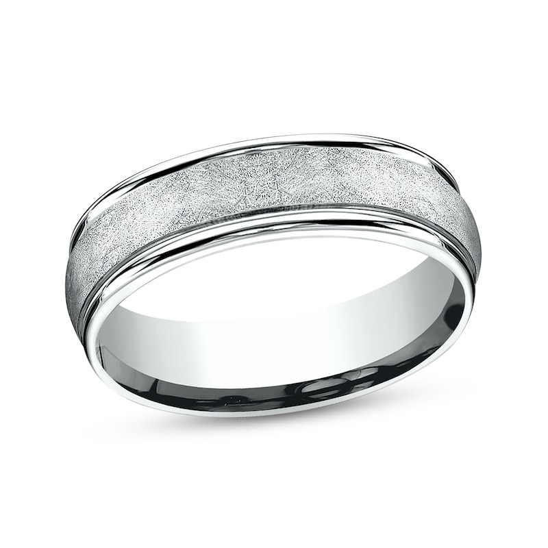 Main Image 1 of Textured Wedding Band 14K White Gold 6.0mm