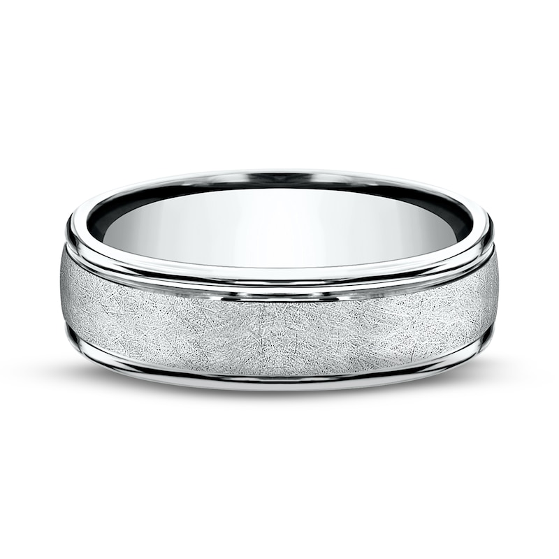 Main Image 3 of Textured Wedding Band 14K White Gold 6.0mm