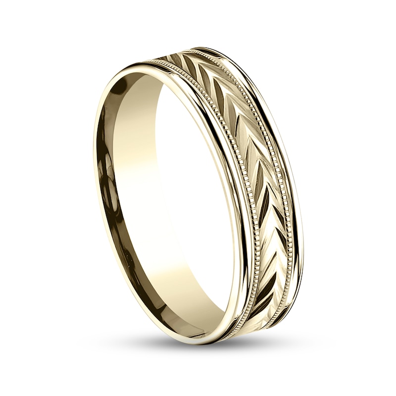 Main Image 2 of Wheat Milgrain Wedding Band 14K Yellow Gold 6.0mm