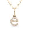 Thumbnail Image 1 of Diamond Letter E Pendant Necklace 1/20 ct tw Round 10K Yellow Gold 18"