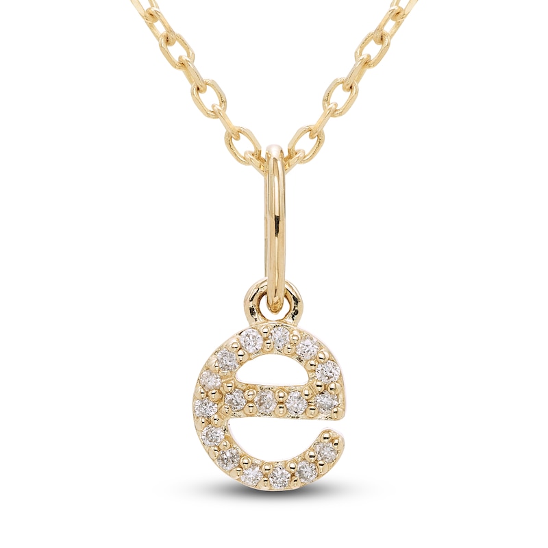 Main Image 1 of Diamond Letter E Pendant Necklace 1/20 ct tw Round 10K Yellow Gold 18"