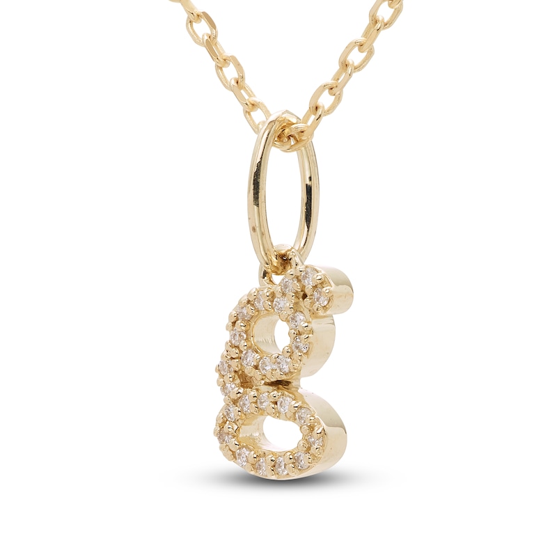 Main Image 2 of Diamond Letter G Pendant Necklace 1/20 ct tw Round 10K Yellow Gold 18"