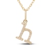 Thumbnail Image 1 of Diamond Letter H Pendant Necklace 1/20 ct tw Round 10K Yellow Gold 18"