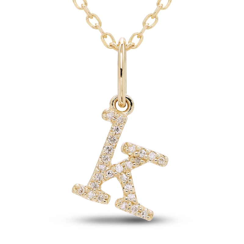 Main Image 1 of Diamond Letter K Pendant Necklace 1/20 ct tw Round 10K Yellow Gold 18"