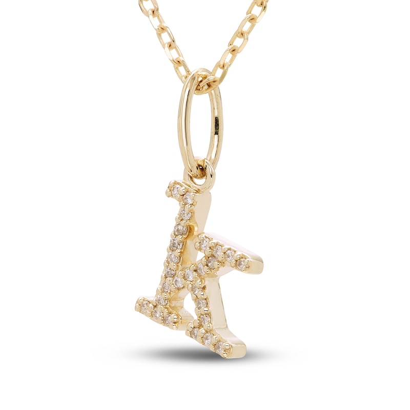 Main Image 2 of Diamond Letter K Pendant Necklace 1/20 ct tw Round 10K Yellow Gold 18"