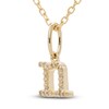 Thumbnail Image 2 of Diamond Letter N Pendant Necklace 1/20 ct tw Round 10K Yellow Gold 18&quot;