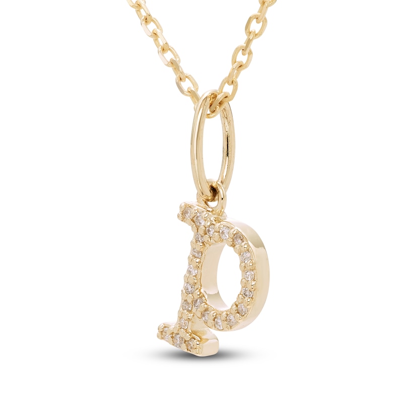 Diamond Letter P Pendant Necklace 1/20 ct tw Round 10K Yellow Gold 18 ...