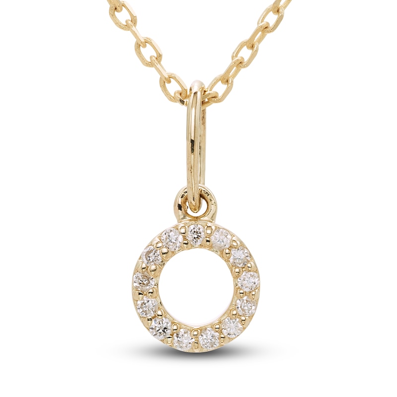 Main Image 1 of Diamond Letter O Pendant Necklace 1/20 ct tw Round 10K Yellow Gold 18"
