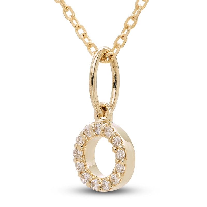 Main Image 2 of Diamond Letter O Pendant Necklace 1/20 ct tw Round 10K Yellow Gold 18"