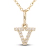 Thumbnail Image 1 of Diamond Letter V Pendant Necklace 1/20 ct tw Round 10K Yellow Gold 18"