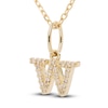 Thumbnail Image 2 of Diamond Letter W Pendant Necklace 1/20 ct tw Round 10K Yellow Gold 18"
