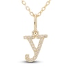 Thumbnail Image 1 of Diamond Letter Y Pendant Necklace 1/20 ct tw Round 10K Yellow Gold 18"
