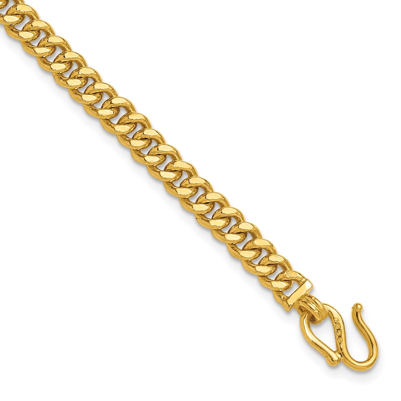 Main Image 4 of High-Polish Curb Chain Bracelet 24K Yellow Gold 7.5" 5.0mm