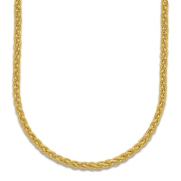 High-Polish Wheat Chain Necklace 24K Yellow Gold 24" 2.5mm