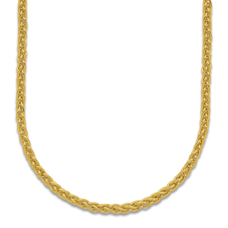 Main Image 1 of High-Polish Wheat Chain Necklace 24K Yellow Gold 24" 2.5mm
