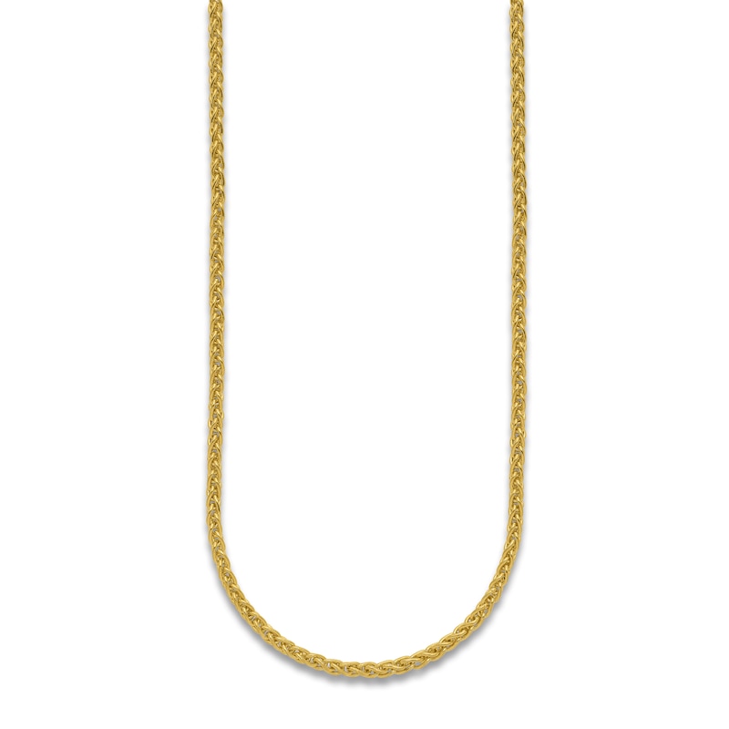Main Image 2 of High-Polish Wheat Chain Necklace 24K Yellow Gold 24" 2.5mm