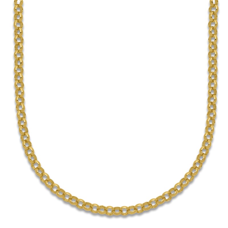 Main Image 1 of High-Polish Rolo Chain Necklace 24K Yellow Gold 18" 3.0mm