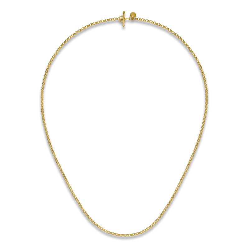 Main Image 4 of High-Polish Rolo Chain Necklace 24K Yellow Gold 18" 3.0mm