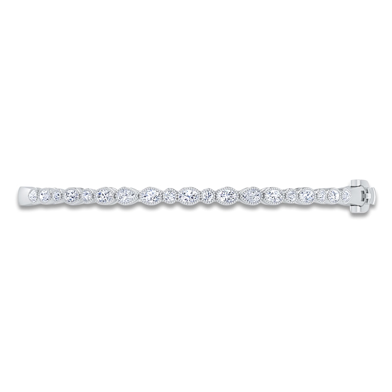 Main Image 1 of Diamond Bangle Bracelet 7/8 ct tw Round/Oval/ Pear 14K White Gold