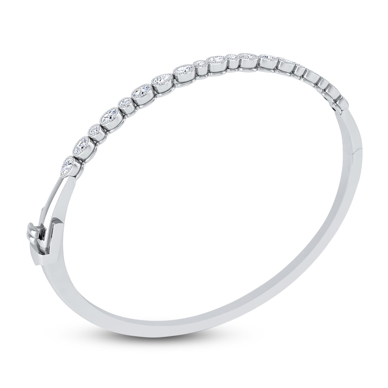 Main Image 4 of Diamond Bangle Bracelet 7/8 ct tw Round/Oval/ Pear 14K White Gold
