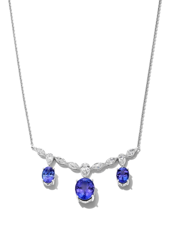Main Image 1 of Jared Atelier Oval-Cut Natural Tanzanite & Diamond Necklace 2-7/8 ct tw Platinum 17"