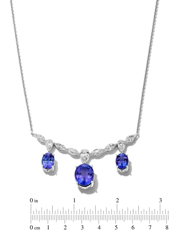 Main Image 3 of Jared Atelier Oval-Cut Natural Tanzanite & Diamond Necklace 2-7/8 ct tw Platinum 17"