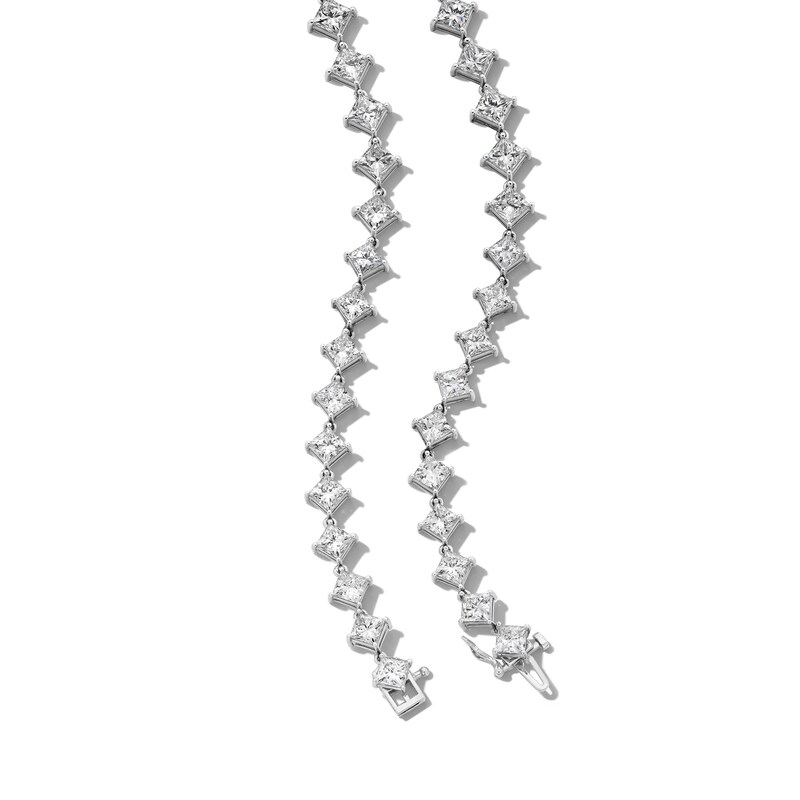 Main Image 4 of Jared Atelier Natural Rectangle-Cut Morganite & Diamond Necklace 40-1/4 ct tw Platinum 17"