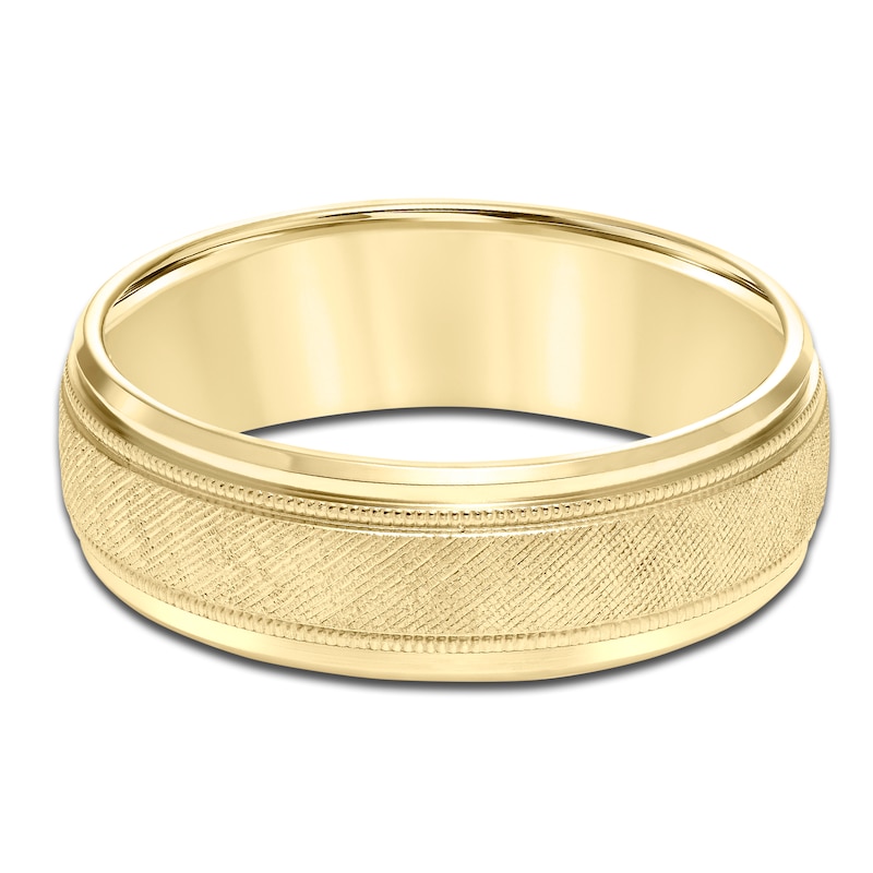 Main Image 3 of Textured Milgrain Wedding Band 14K Yellow Gold 7.0mm