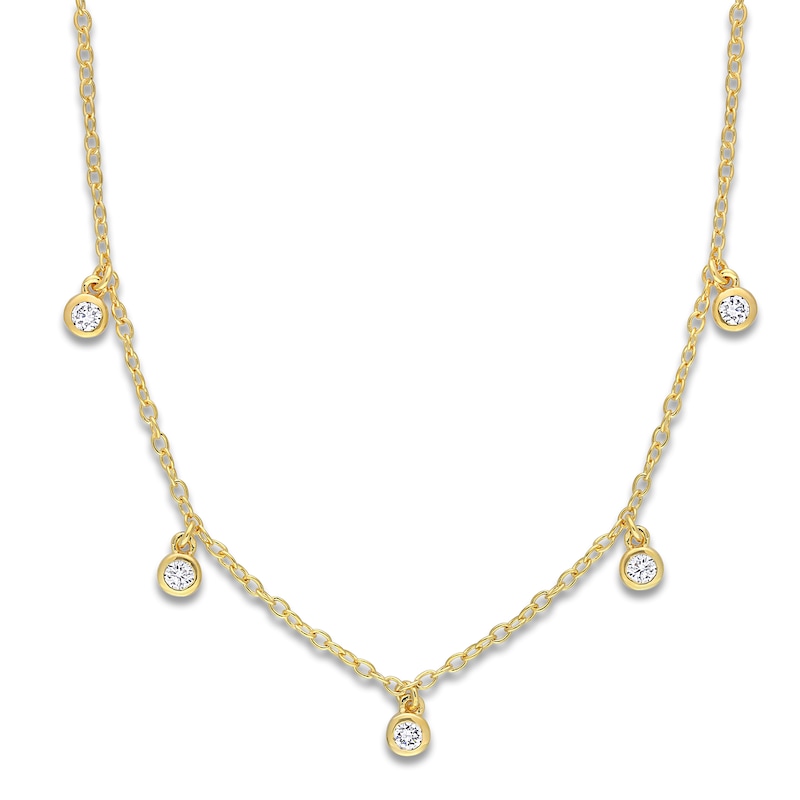 Main Image 1 of Diamond Station Necklace 1/6 ct tw Round 14K Yellow Gold 18"