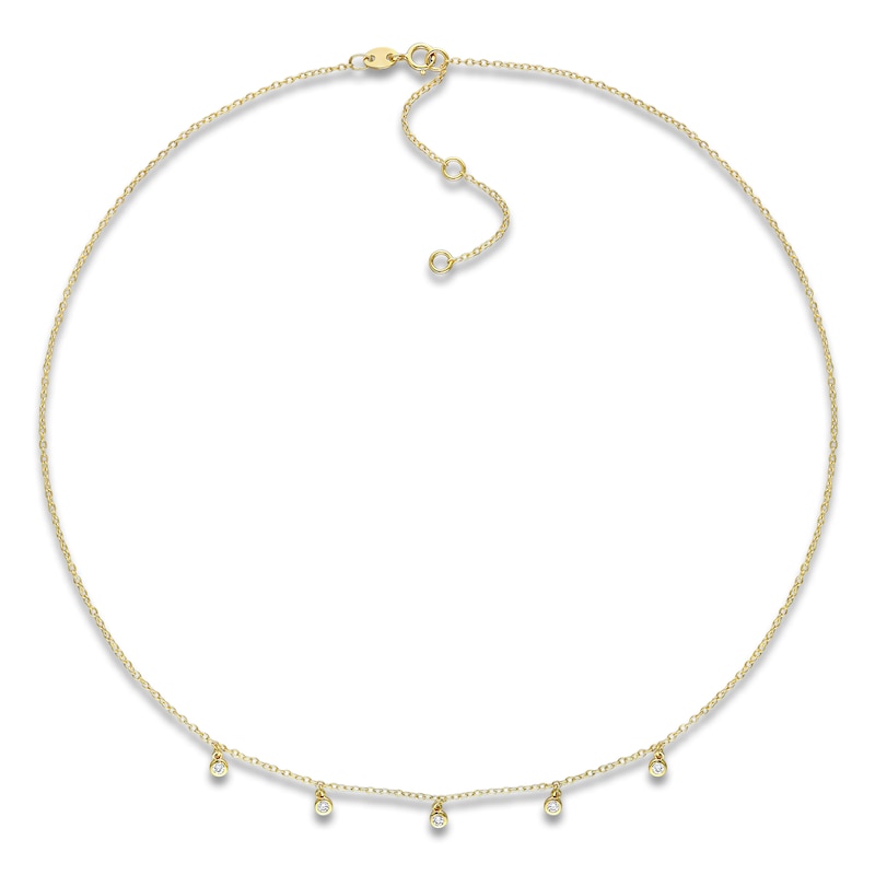 Main Image 3 of Diamond Station Necklace 1/6 ct tw Round 14K Yellow Gold 18"