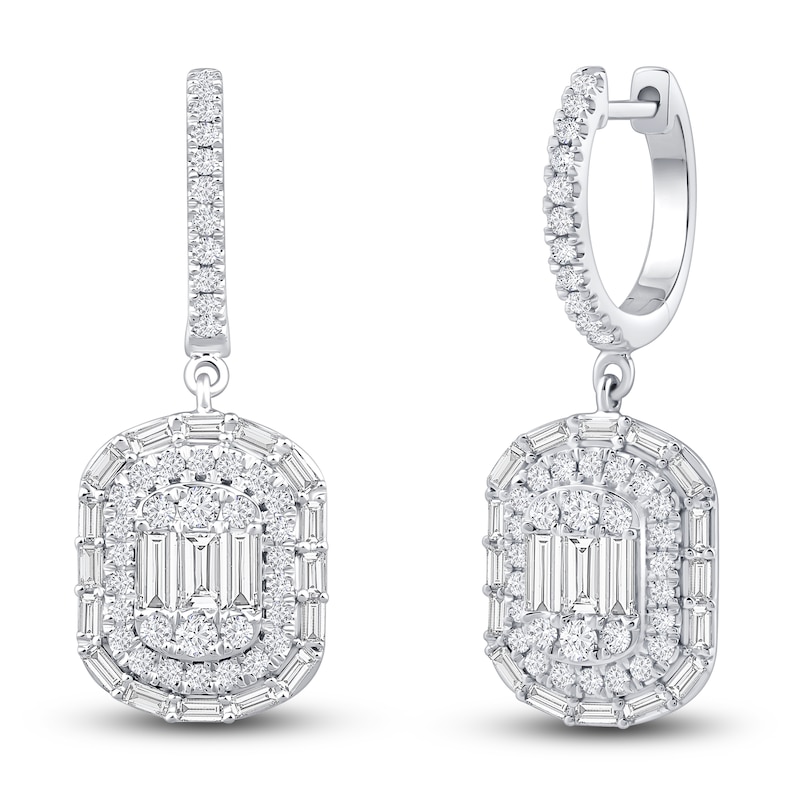 Main Image 2 of Baguette & Round Diamond Earrings 1-1/2 ct tw 14K White Gold