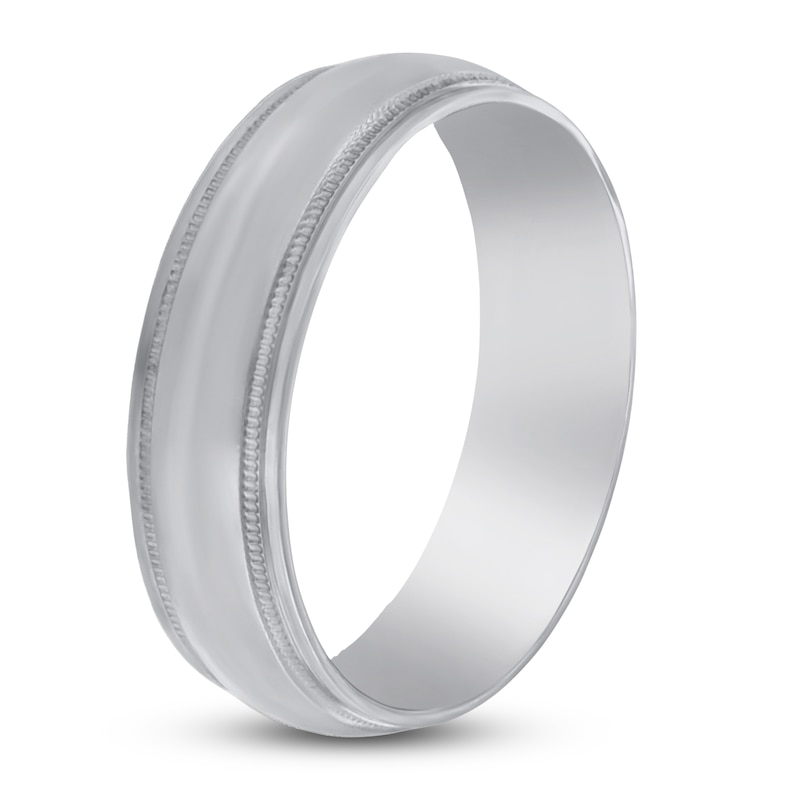 Milgrain Split Beveled Wedding Band 14K White Gold 7mm | Jared