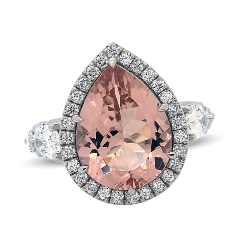 Main Image 1 of Jared Atelier Pear-Shaped Natural Morganite & Diamond Ring 2-1/4 ct tw Platinum