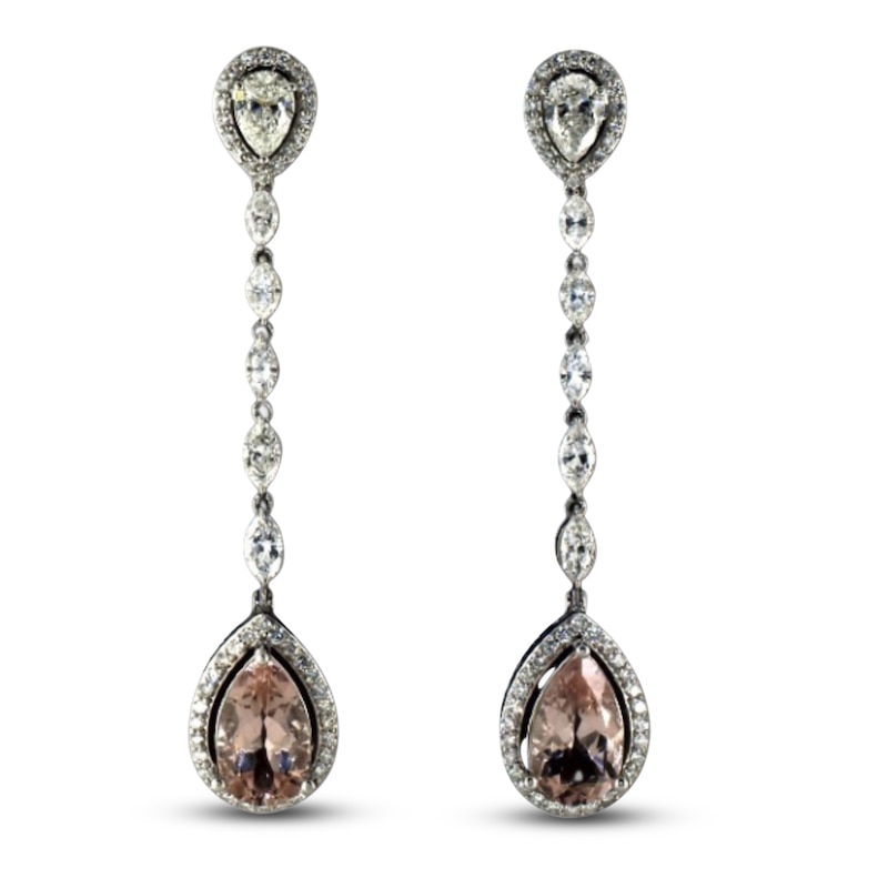 Jared Atelier Pear-Shaped Natural Morganite & Diamond Earrings 6 ct tw Platinum