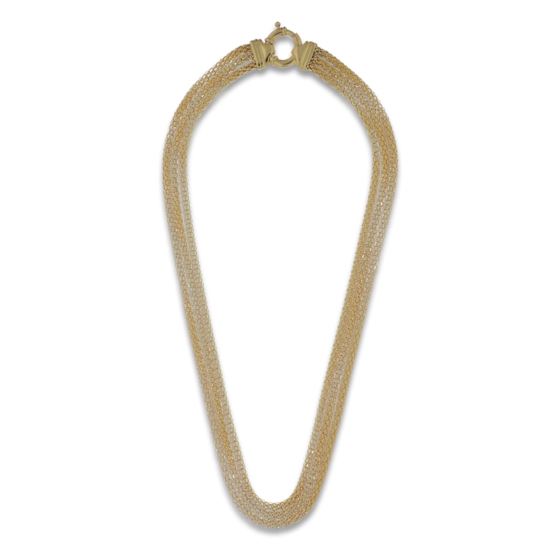Main Image 1 of Italia D'Oro Triple Row Popcorn Necklace 14K Yellow Gold 18"