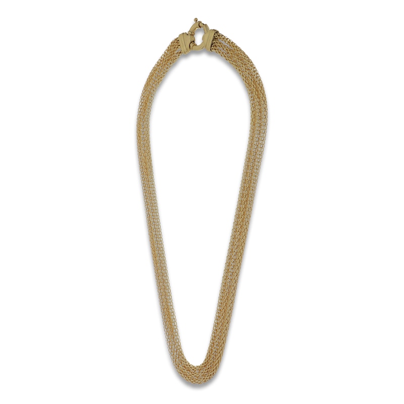 Main Image 2 of Italia D'Oro Triple Row Popcorn Necklace 14K Yellow Gold 18"