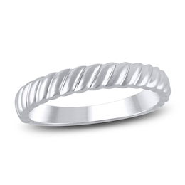 High-Polish Twisted Wedding Band 14K White Gold 3.47mm