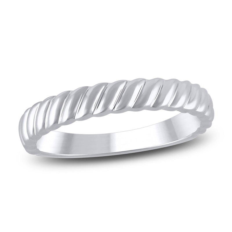 Main Image 1 of High-Polish Twisted Wedding Band 14K White Gold 3.47mm