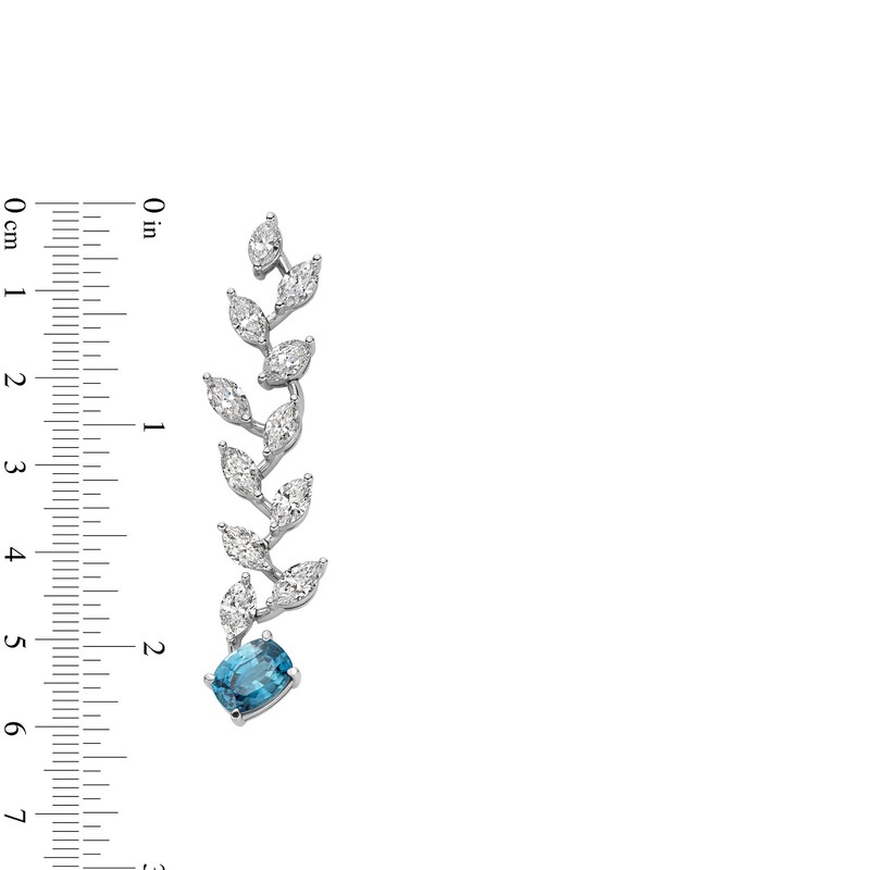Main Image 3 of Jared Atelier Natural Blue Zircon & Diamond Earrings 8-7/8 ct tw Platinum