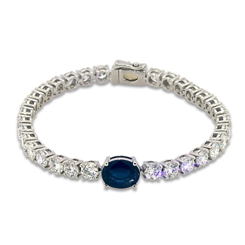 Jared Atelier Natural Blue Sapphire & Diamond Tennis Bracelet 13-5/8 ct tw Platinum