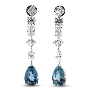 Jared Atelier Natural Blue Topaz & Diamond Drop Earrings 9-7/8 ct tw ...