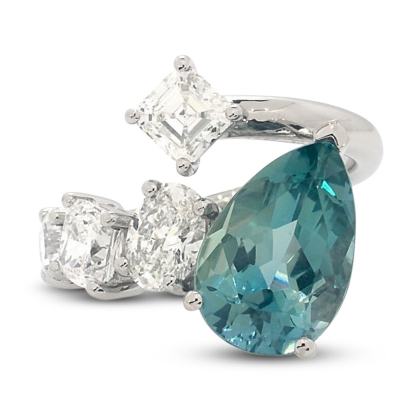 Main Image 1 of Jared Atelier Natural Blue Topaz & Diamond Ring 3-1/2 ct tw Platinum