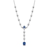 Thumbnail Image 1 of Jared Atelier Natural Blue Sapphire & Diamond Flower Y-Drop Necklace 8 ct tw Platinum 19"