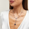 Thumbnail Image 2 of Jared Atelier Natural Blue Sapphire & Diamond Flower Y-Drop Necklace 8 ct tw Platinum 19"