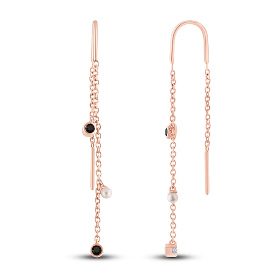 Pnina Tornai Freshwater Cultured Pearl & Black Diamond Threader Earrings 1/6 ct tw 14K Rose Gold