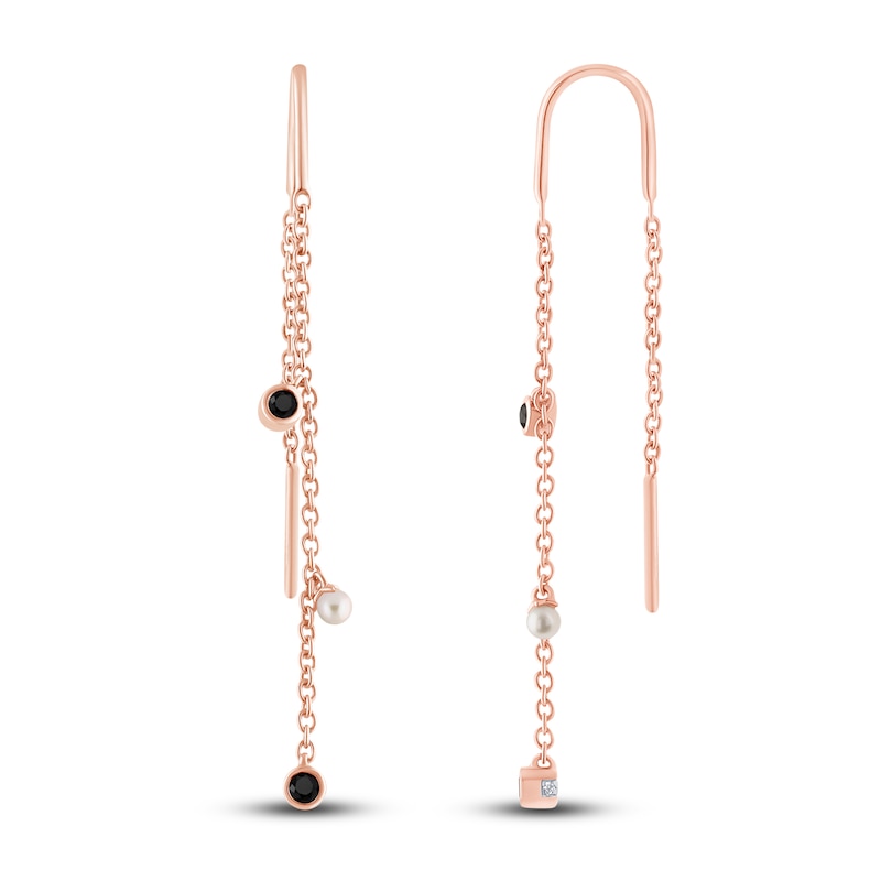 Main Image 1 of Pnina Tornai Freshwater Cultured Pearl & Black Diamond Threader Earrings 1/6 ct tw 14K Rose Gold