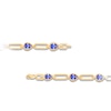 Thumbnail Image 2 of Kallati Pear-Shaped Natural Tanzanite & Diamond Accent Paperclip Link Bracelet 14K Yellow Gold 7"