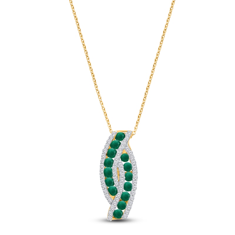 Main Image 3 of Kallati Emerald & Diamond Curve Necklace 3/8 ct tw 14K Yellow Gold 18"