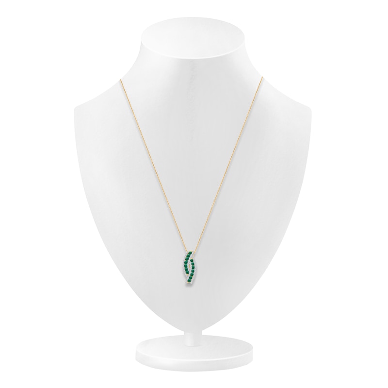 Main Image 4 of Kallati Emerald & Diamond Curve Necklace 3/8 ct tw 14K Yellow Gold 18"